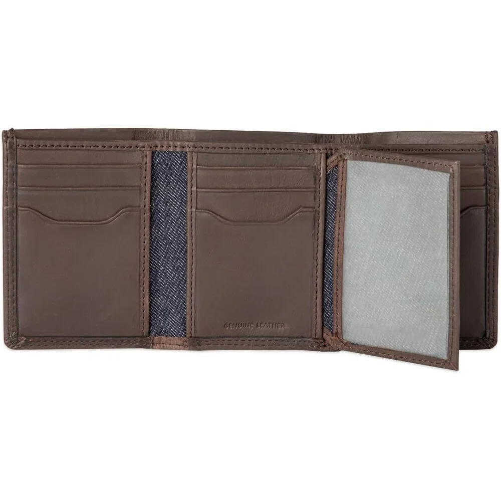 Men's Dark Brown Slim Wallet Style Includes Window Credit Card Holder Designed